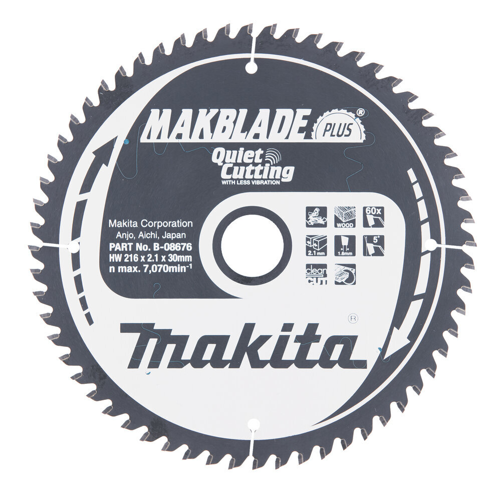 T.C.T saeketas 216X2.1X30mm 5° T60 B-08676 Makita цена и информация | Käsitööriistad | hansapost.ee