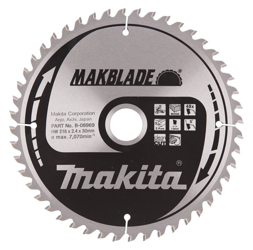 T.C.T saeketas 216X2.4X30mm 5° T48 B-08969 Makita цена и информация | Käsitööriistad | hansapost.ee