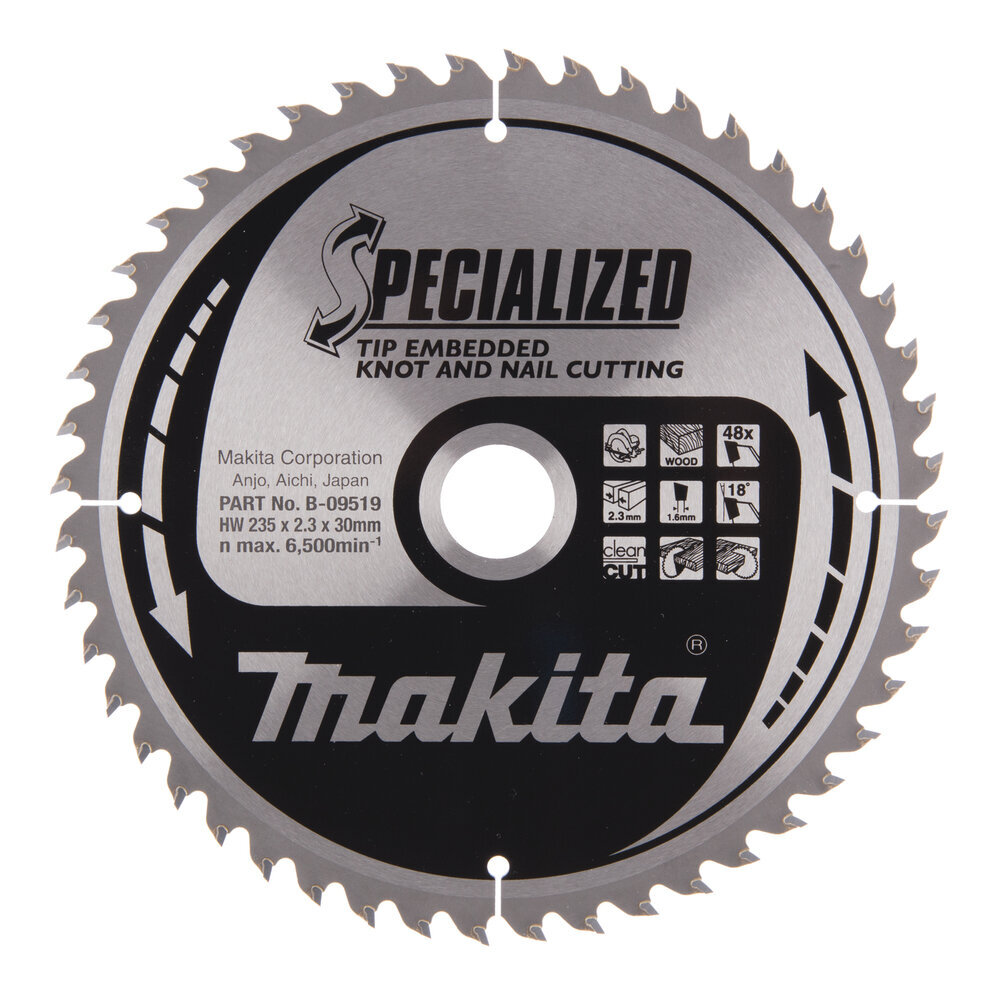 T.C.T saeketas 235X2.3X30mm 18° T48 B-09519 Makita цена и информация | Käsitööriistad | hansapost.ee