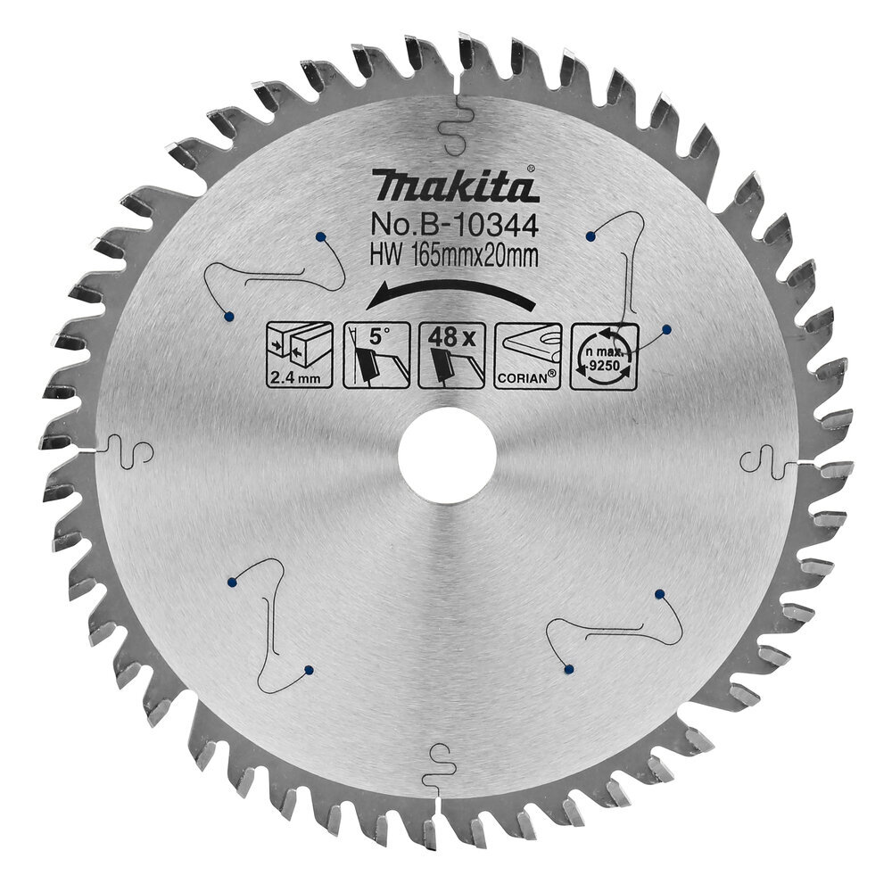 T.C.T saeketas 165X2.4X20mm 5° T48 B-10344 Makita hind ja info | Käsitööriistad | hansapost.ee