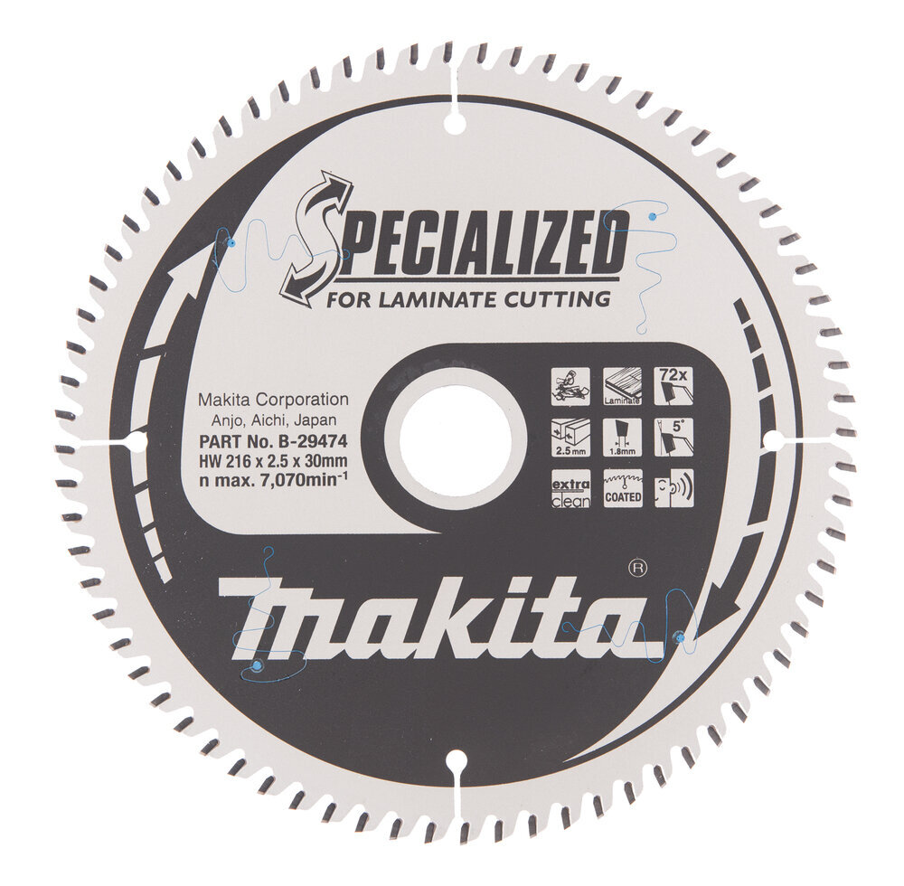 T.C.T saeketas 216X2.5X30mm 5° T72 B-29474 Makita цена и информация | Käsitööriistad | hansapost.ee