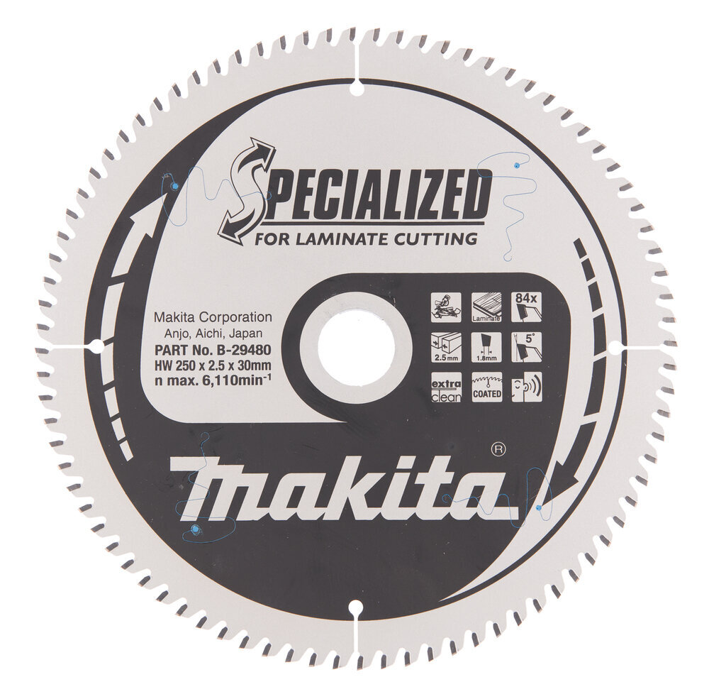 T.C.T saeketas 250X2.5X30mm 5° T84 B-29480 Makita hind ja info | Käsitööriistad | hansapost.ee