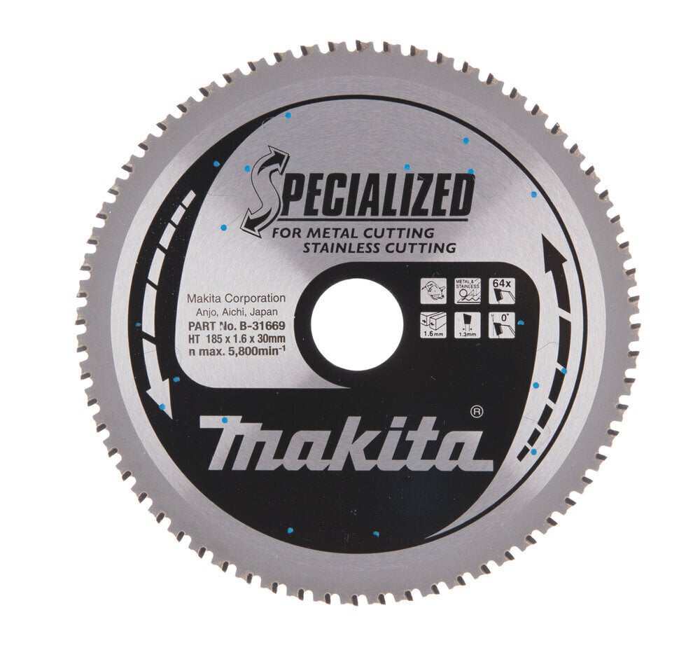 T.C.T saeketas 185 x 1.6 x 30 mm 0° T64 B-31669 Makita hind ja info | Käsitööriistad | hansapost.ee