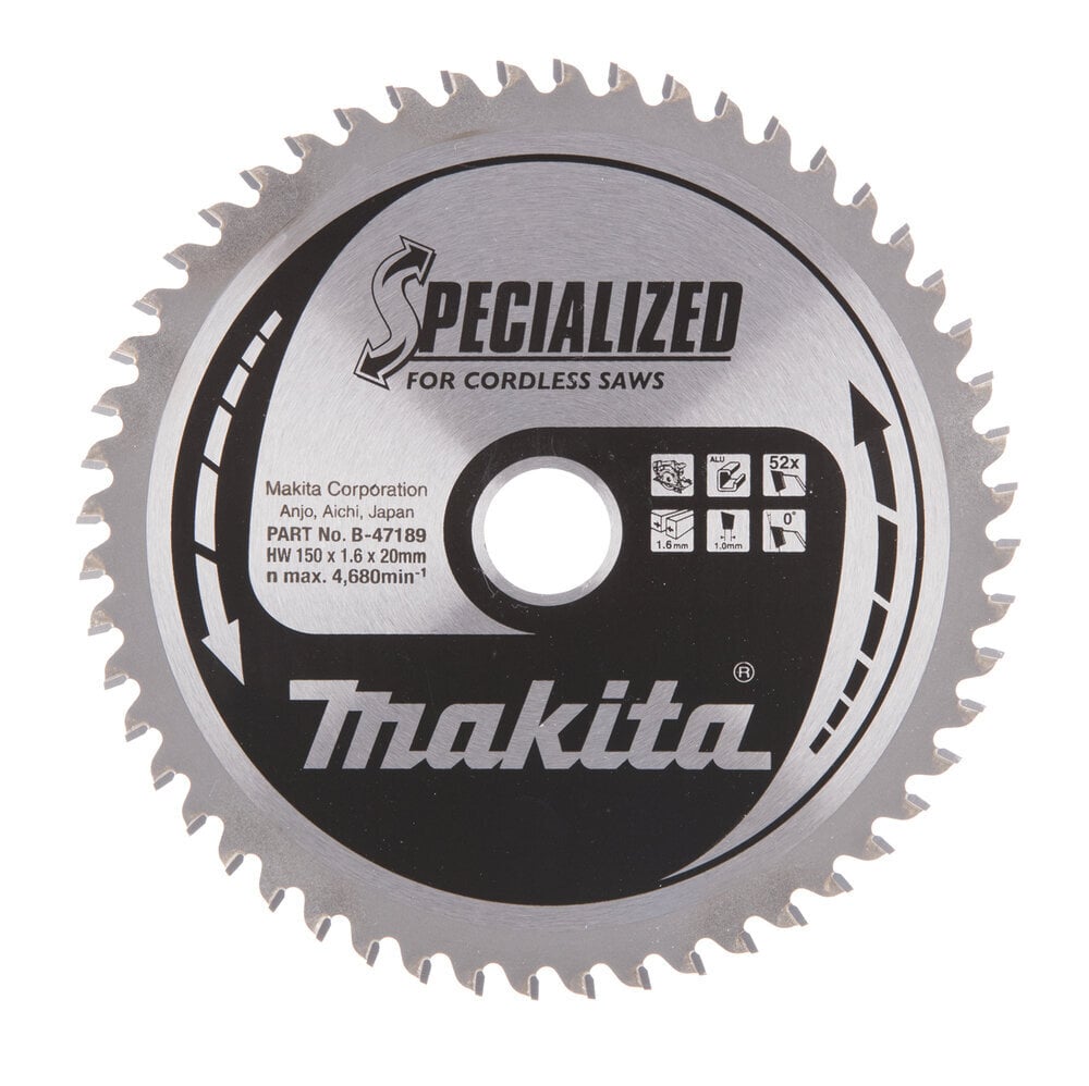 T.C.T saeketas 150X1.6X20mm 0° T52 B-47189 Makita цена и информация | Käsitööriistad | hansapost.ee