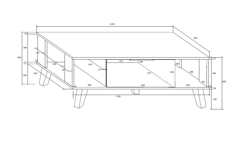 Laud Sven, 46 x 120 x 65 cm, valge hind ja info | Diivanilauad | hansapost.ee