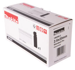 Bet. Pin naelad standard 2,6 x 20 mm 1000 tk + Gaas 196290-2 Makita price and information | Fasteners | hansapost.ee