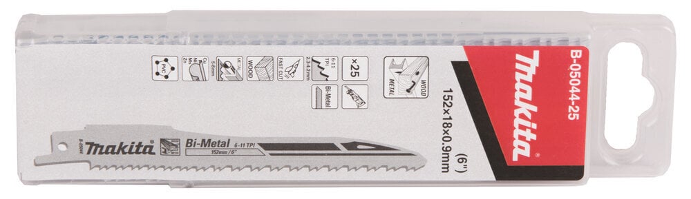 Universaalne saetera BiM 152 x 0,9 mm (6-11tpi), 25 tk B-05044-25 Makita цена и информация | Käsitööriistad | hansapost.ee