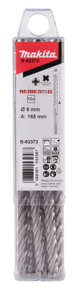 SDS-PLUS puur 8X100/165mm NEMESIS 2, 10tk. B-63373 Makita price and information | Käsitööriistad | hansapost.ee