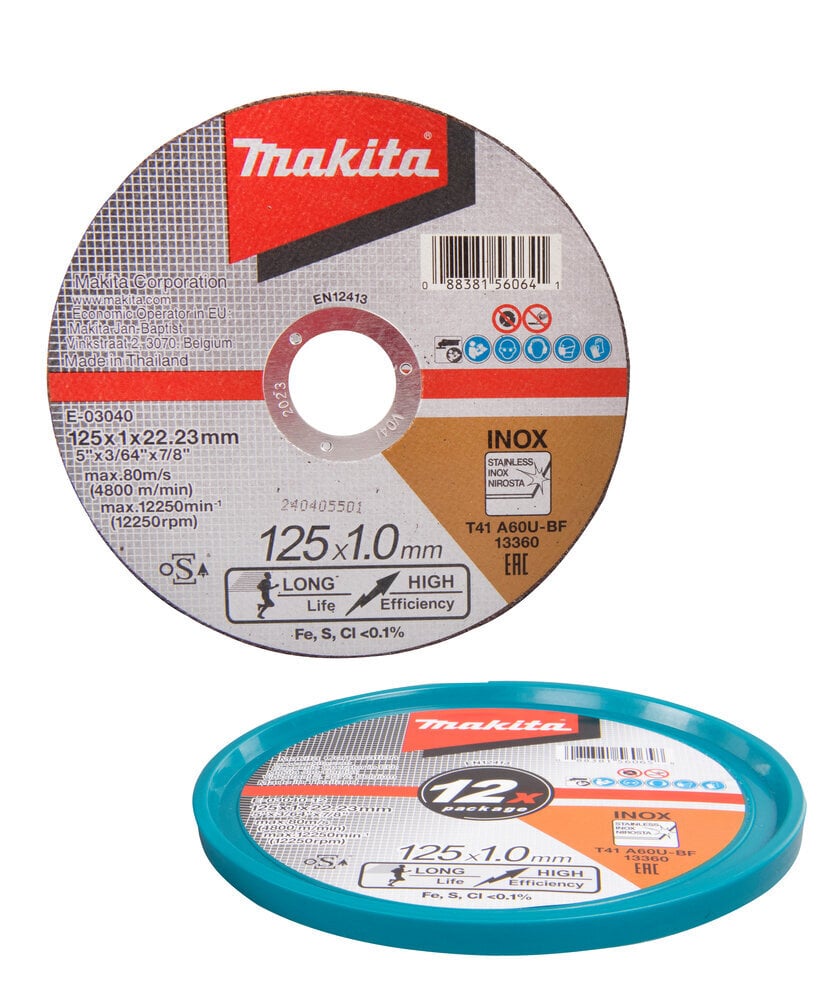 LÕIKKEKETAS 125x1 mm RST/ METALL 12Tk E-03040-12 Makita цена и информация | Käsitööriistad | hansapost.ee