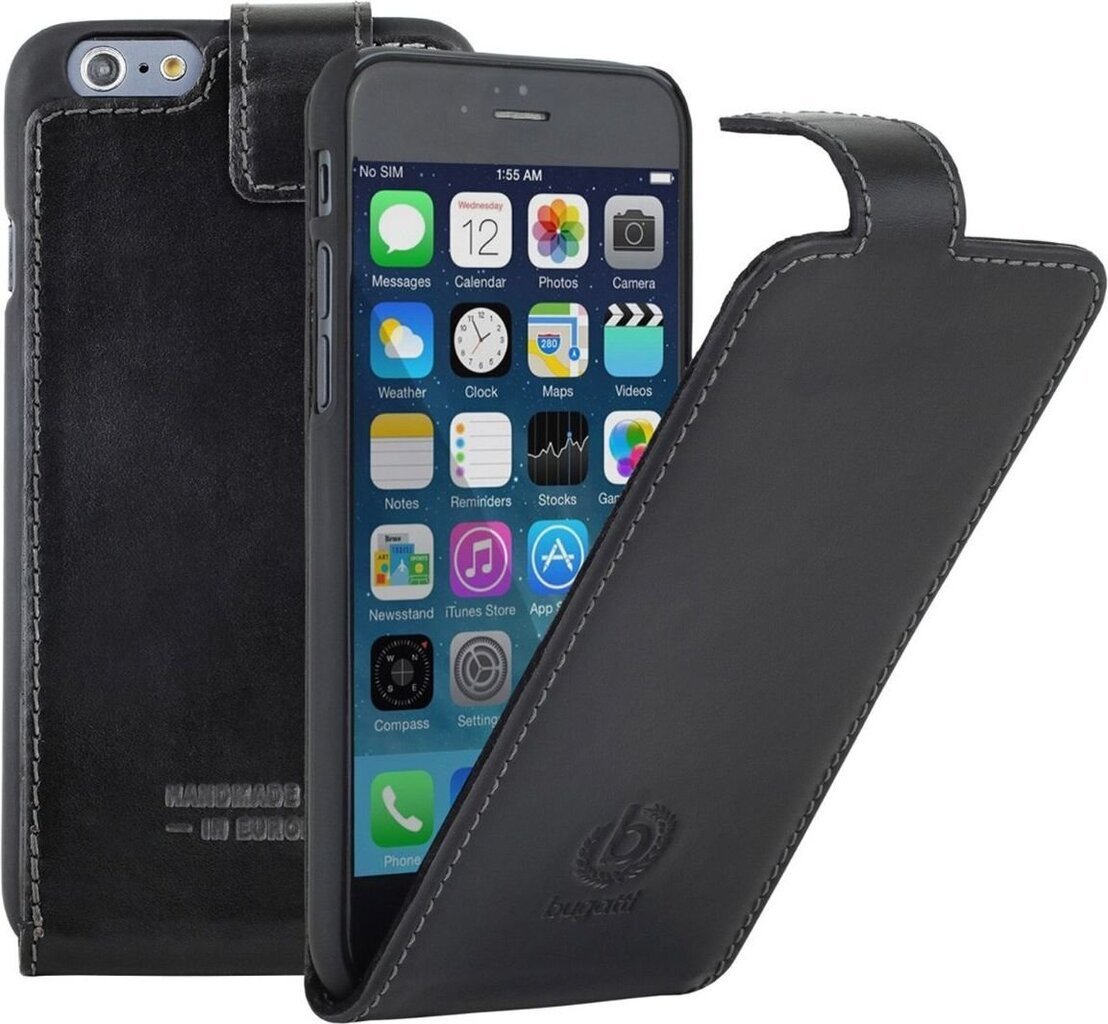 Telefonikaaned Bugatti Premium Leather telefonile Apple iPhone 6 / 6S, Must hind ja info | Telefonide kaitsekaaned ja -ümbrised | hansapost.ee