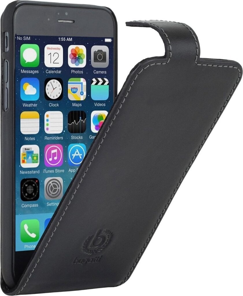 Telefonikaaned Bugatti Premium Leather telefonile Apple iPhone 6 / 6S, Must hind ja info | Telefonide kaitsekaaned ja -ümbrised | hansapost.ee