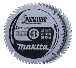 Saeketas Makita Efficut 165x20x1,45 mm 56T - 2 tk цена и информация | Ручной инструмент, 18 В 125 мм бесщеточная угловая шлифовальная машина для Makita Cordless, замена литий-ионного аккумулятора | hansapost.ee