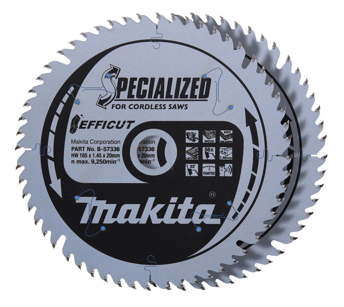 Saeketas Makita Efficut 165x20x1,45 mm 56T - 2 tk цена и информация | Käsitööriistad | hansapost.ee