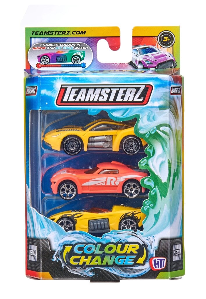 TEAMSTERZ Colour Change metallist mudelautode komplekt, 3tk, 7,5 cm hind ja info | Mänguasjad poistele | hansapost.ee