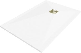 Ristkülikukujuline dušialus Mexen Stone+ koos sifooniga, 80 x 70 cm, White+Gold hind ja info | Dušialused | hansapost.ee