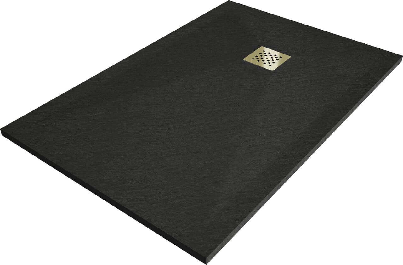 Ristkülikukujuline dušialus Mexen Stone+ koos sifooniga, 80 x 70 cm, Black+Gold цена и информация | Dušialused | hansapost.ee