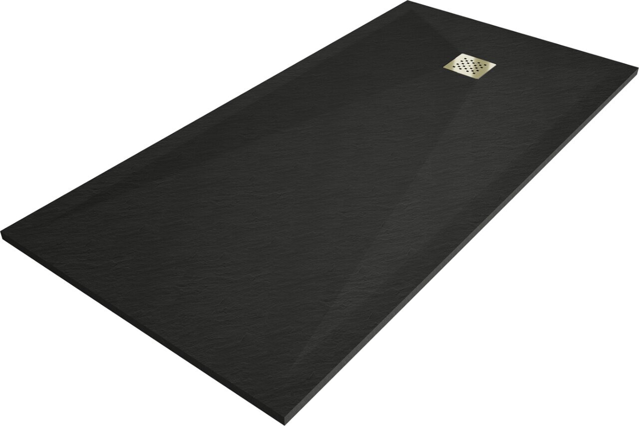 Ristkülikukujuline dušialus Mexen Stone+ koos sifooniga, 200 x 90 cm, Black+Gold цена и информация | Dušialused | hansapost.ee