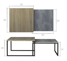 Комплект из 2 столиков NORE Nevio, серый цена и информация | NORE Мебель для гостиной | hansapost.ee