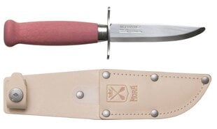 Детский нож Morakniv Scout 39 Safe, кожаные ножны и двойная защита пальцев, Брусника цена и информация | Механические инструменты | hansapost.ee