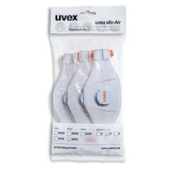 Маска для лица UVEX Silv-Air Premium 5210 FFP2, складная с клапаном, белая, в упаковке 3 шт. цена и информация | Защита для лица и головы | hansapost.ee