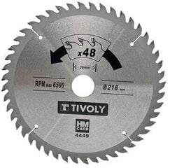 Диск циркулярный Tivoly 250x30x2,85/1,8мм, z48, 15°, (адаптер 20мм), по дереву цена и информация | Механические инструменты | hansapost.ee