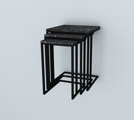 3 kohvilaua komplekt Kalune Design Black Mermer, must цена и информация | Журнальные столики | hansapost.ee