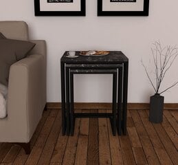 Набор из 3-х журнальных столиков Kalune Design Black Mermer, черный цена и информация | Kalune Design Мебель и домашний интерьер | hansapost.ee