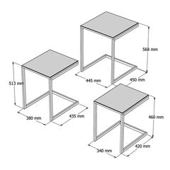 3 kohvilaua komplekt Kalune Design Ege, pruun/must цена и информация | Журнальные столики | hansapost.ee