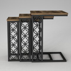 3 kohvilaua komplekt Kalune Design Klark, pruun/must hind ja info | Kalune Design Elutoamööbel | hansapost.ee