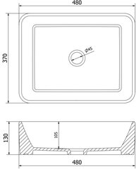 Valamu Mexen Catia 48 cm, Must matt/Kuldne äär hind ja info | Vannitoa valamud, kraanikausid | hansapost.ee