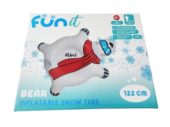 Täispuhutavad kelgud Funit Bear, valge, 122 cm hind ja info | Kelgud, pepulauad ja tuubid | hansapost.ee