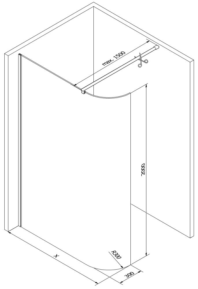 Walk-in poolringikujuline dušisein Mexen Kioto, White, läbipaistev klaas, 90 x 200 cm hind ja info | Dušiseinad ja dušiuksed | hansapost.ee