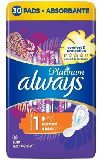 Hügieenisidemed Always Platinum Normal, 30 tk. цена и информация | Tampoonid, hügieenisidemed ja menstruaalanumad | hansapost.ee