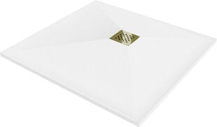 Ruudukujuline dušialus Mexen Stone+ koos sifooniga, 70 x 70 cm, White+Gold price and information | Shower trays | hansapost.ee