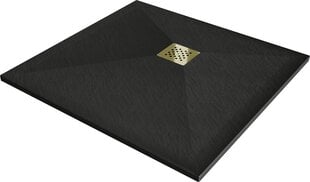 Квадратный душевой поддон Mexen Stone+ с сифоном, 80 x 80 см, Black+Gold цена и информация | Стойки для душа | hansapost.ee