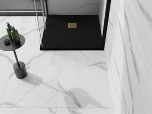 Квадратный душевой поддон Mexen Stone+ с сифоном, 80 x 80 см, Black+Gold цена и информация | Стойки для душа | hansapost.ee