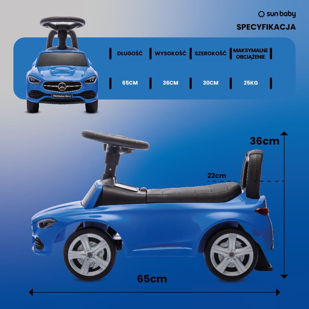 Tõukeauto lastele Mercedes C-Class Coupe Sun Baby, sinine цена и информация | Beebide mänguasjad | hansapost.ee