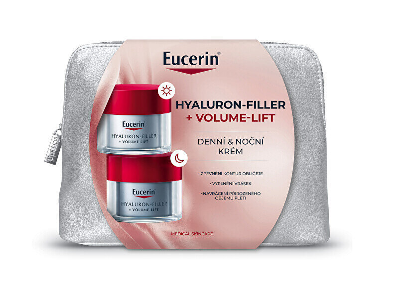 Kosmeetikakomplekt Eucerin Hyaluron Filler+Volume Lift: päevakreem, 50 ml + öökreem, 50 ml + kosmeetikakott hind ja info | Näokreemid | hansapost.ee