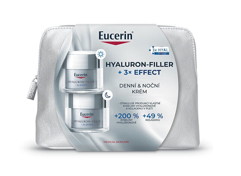 Kosmeetikakomplekt Eucerin Hyaluron-Filler 3x Effect: päevakreem, 50 ml + öökreem, 50 ml + kosmeetikakott цена и информация | Näokreemid | hansapost.ee