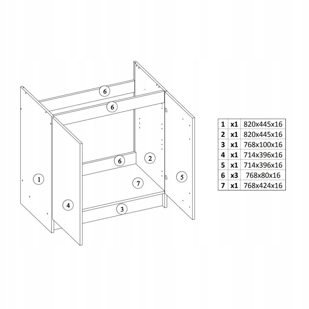 Köögi kapp valamu all 80x50 cm, valge hind ja info | Köögikapid | hansapost.ee