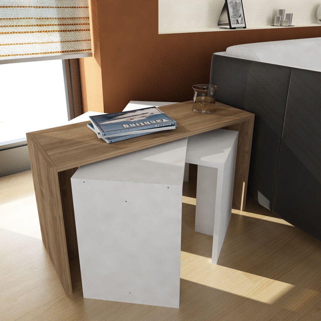 3-osaline kohvilaua komplekt Kalune Design 756, valge/pruun hind ja info | Diivanilauad | hansapost.ee