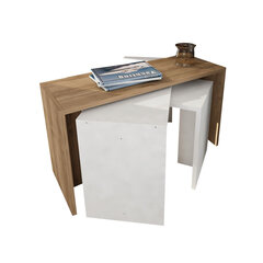 Набор из 3-х журнальных столиков Kalune Design 756, белый/коричневый цена и информация | Журнальные столики | hansapost.ee