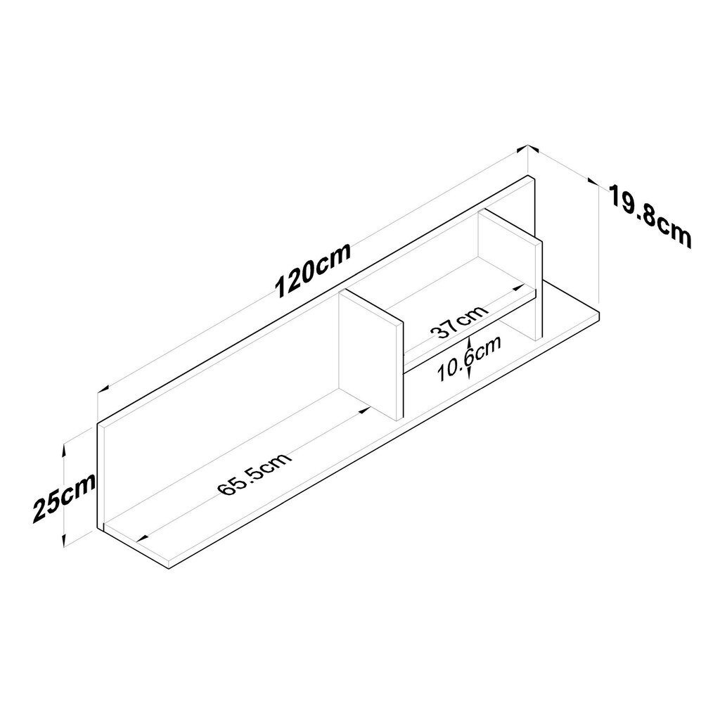 Riiul Asir, 120x25x19,8cm, must/beež hind ja info | Riiulid | hansapost.ee