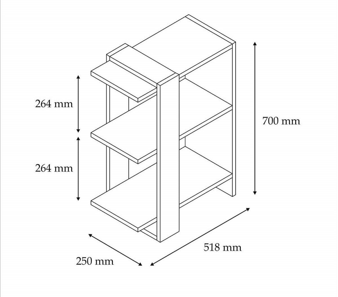 Riiul Asir, 51,8x70x25 cm, hall/pruun price and information | Riiulid | hansapost.ee