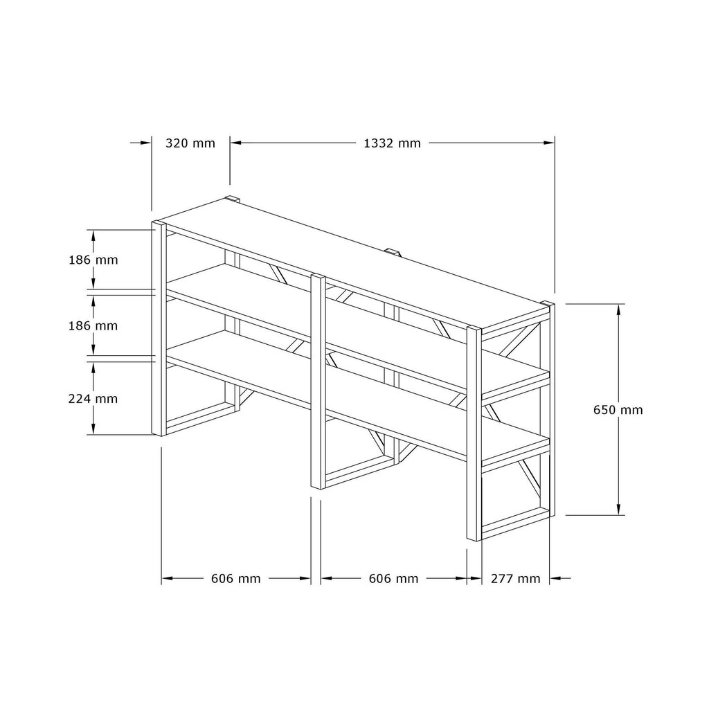 Riiul Asir, 133,2x65x32,1 cm, must/valge hind ja info | Riiulid | hansapost.ee