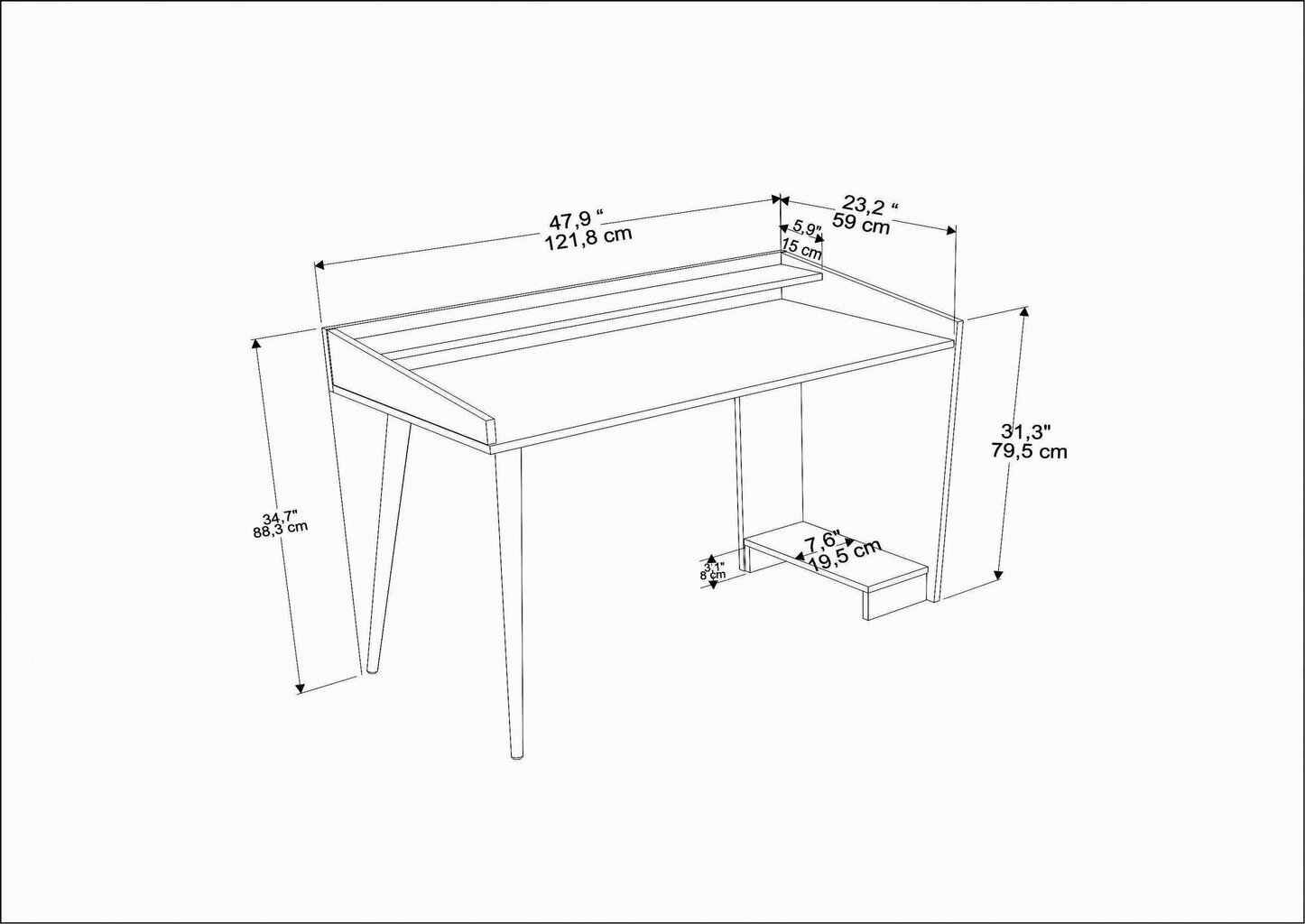 Laud Asir, 121,8x59x88,3 cm, must цена и информация | Arvutilauad, kirjutuslauad | hansapost.ee