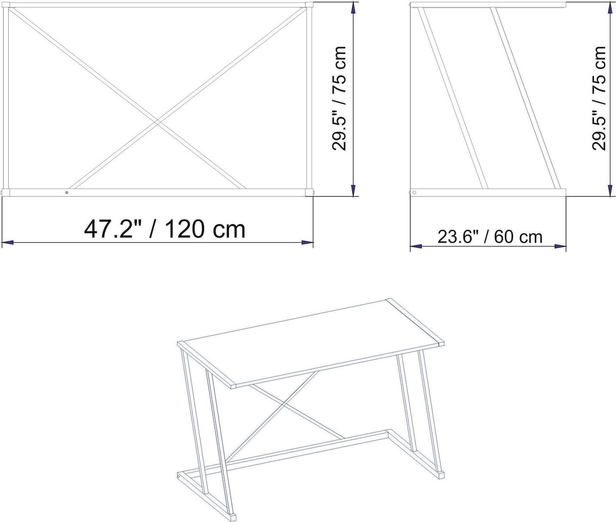 Laud Asir, 114x60x75 cm, kuldne/hall hind ja info | Arvutilauad, kirjutuslauad | hansapost.ee