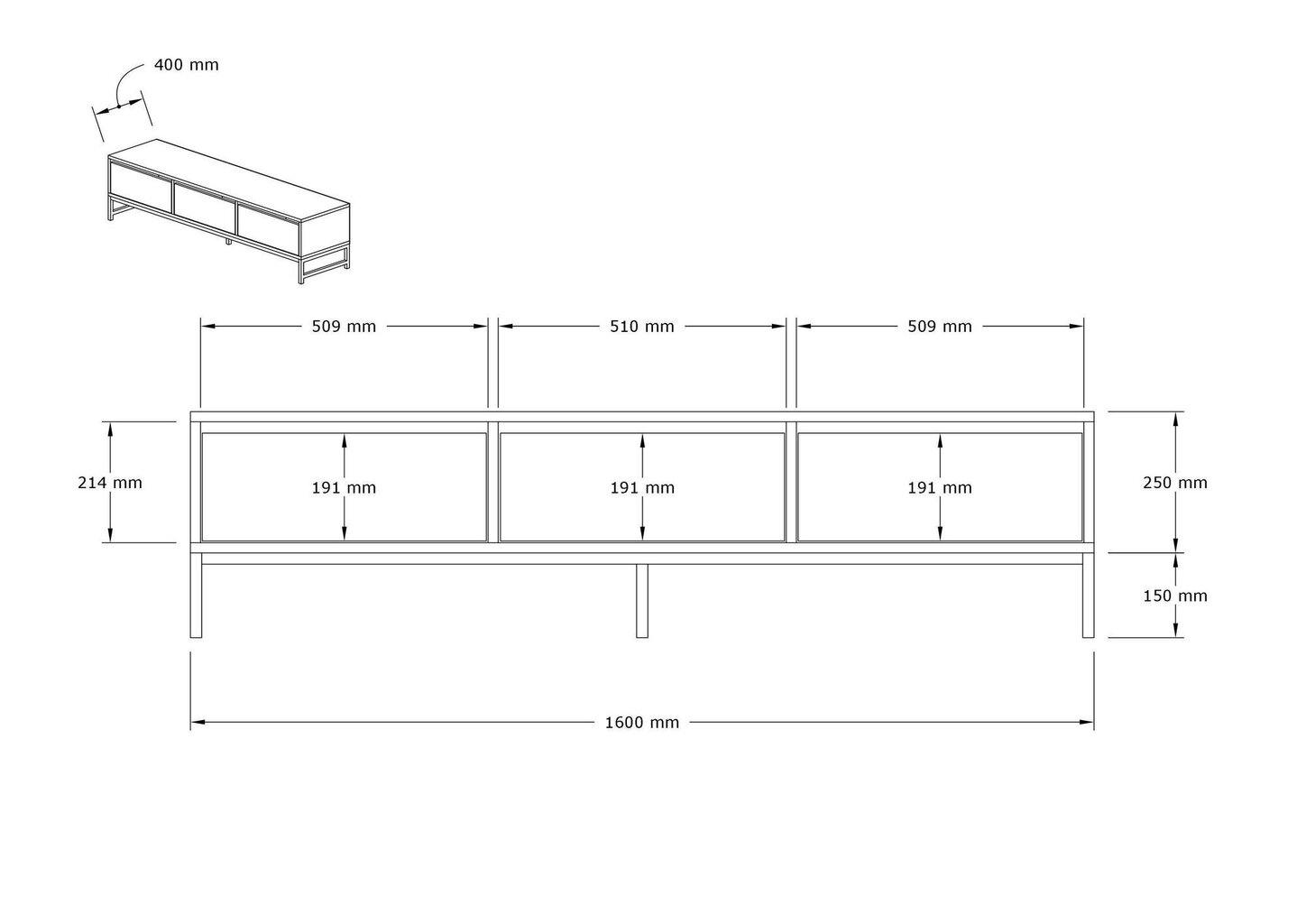 TV alus Asir, 160x40x40 cm, beež/must/hall hind ja info | Televiisori alused | hansapost.ee