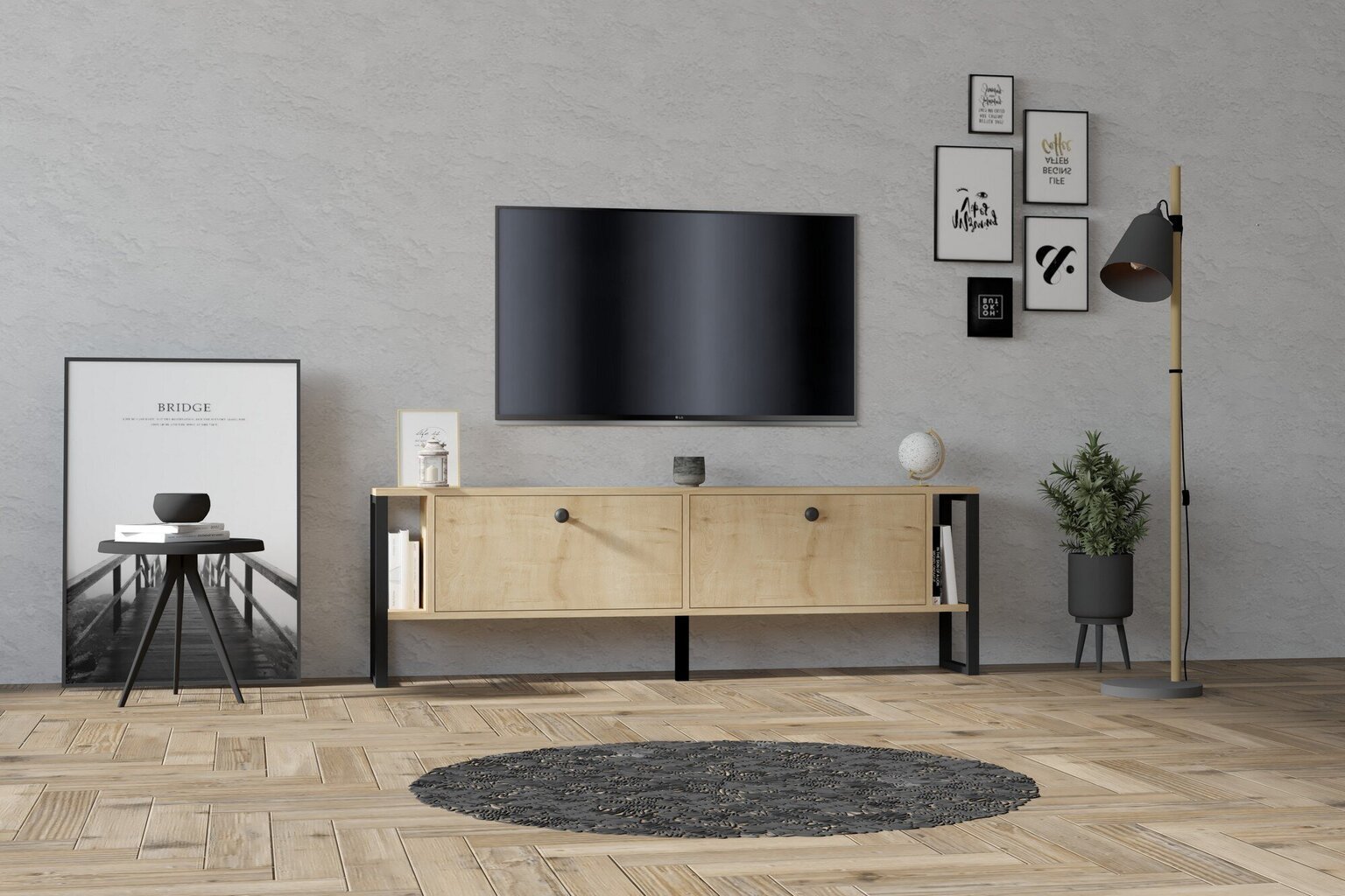 TV alus Asir, 160x50,4x24,5 cm, beež hind ja info | Televiisori alused | hansapost.ee