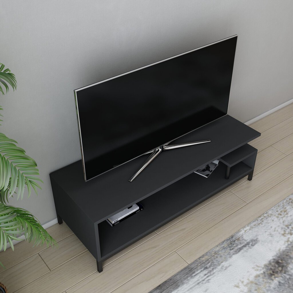 TV alus Asir, 120x44,6x37,6 cm, hall/must hind ja info | Televiisori alused | hansapost.ee